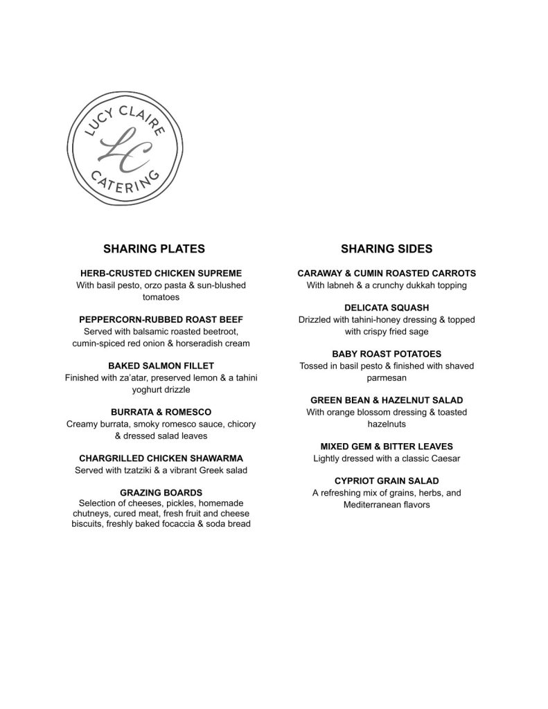 Feasting Menu