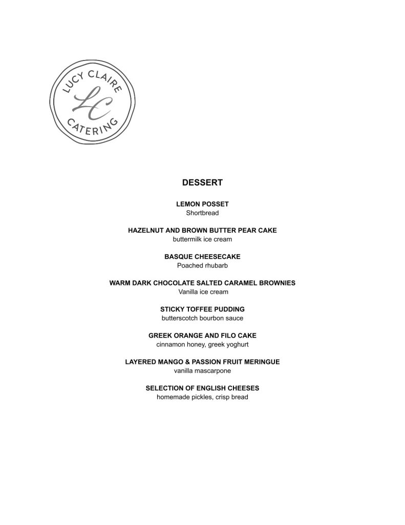 Feasting Menu