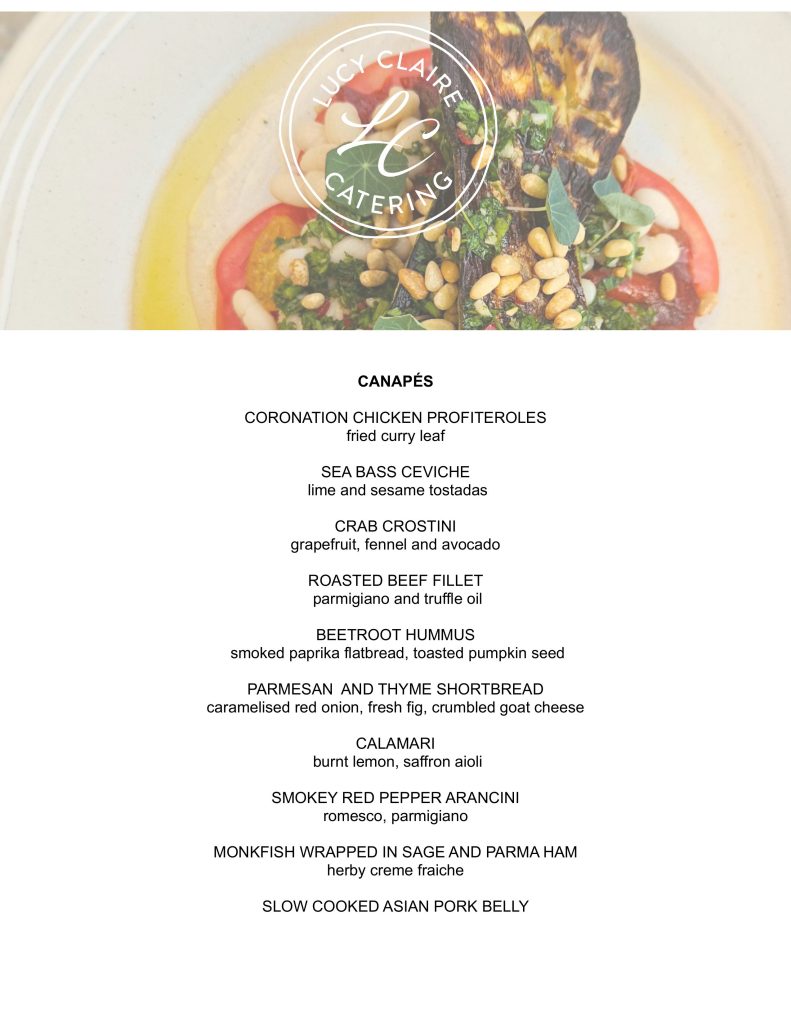 Dinner Menu Canapes