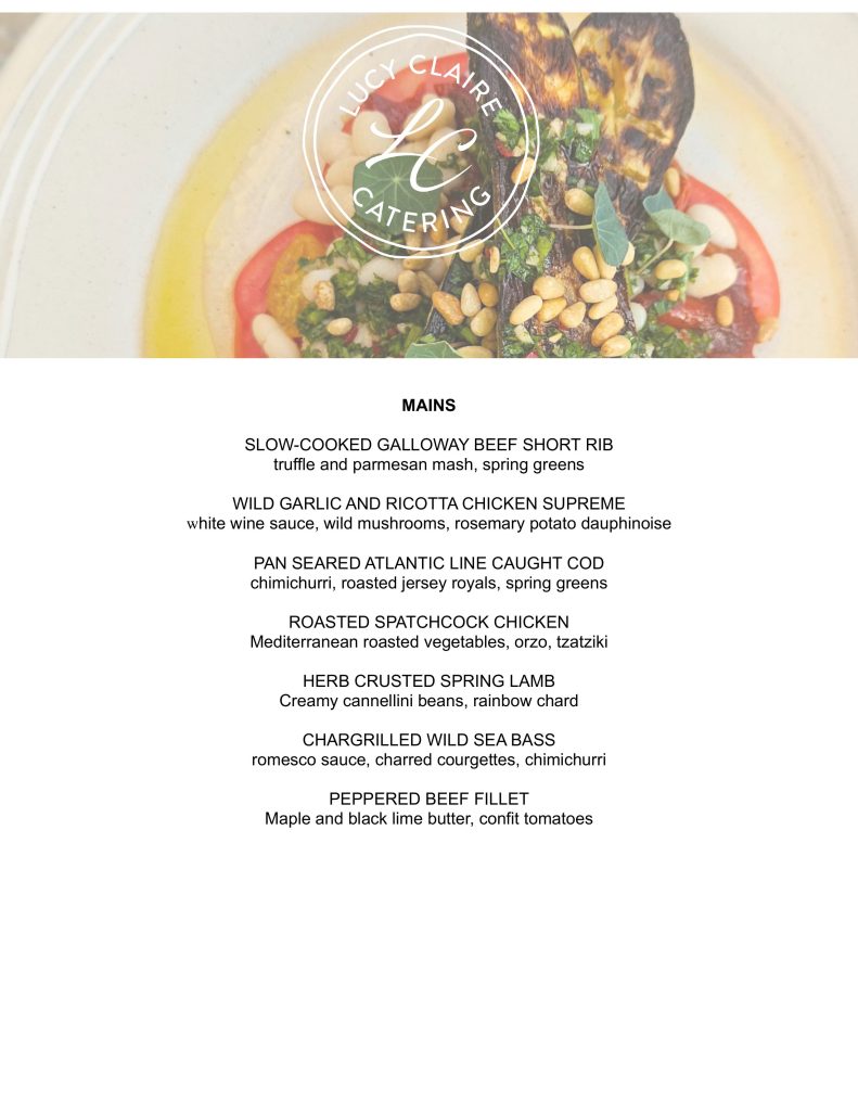 Dinner Menu Mains