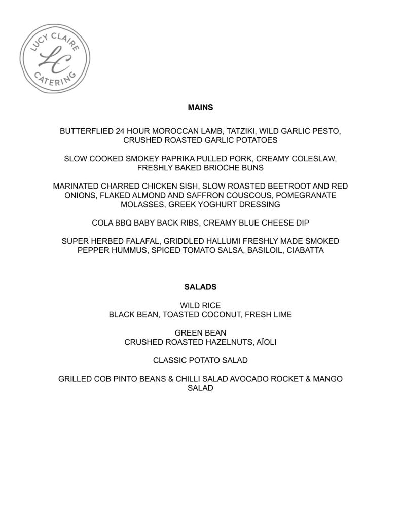 BBQ menu